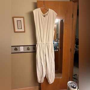 Free People Movement Throw N Go Sleeveless Cream Jumpsuit